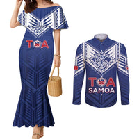 Super Toa Samoa Rugby Custom Couples Matching Mermaid Dress and Long Sleeve Button Shirt Warrior Spirit LT05