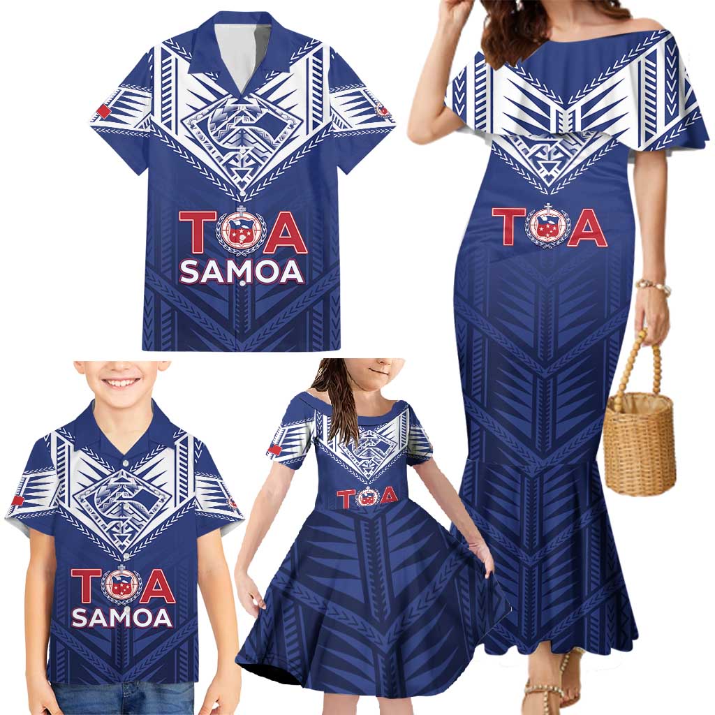 Super Toa Samoa Rugby Custom Family Matching Mermaid Dress and Hawaiian Shirt Warrior Spirit LT05
