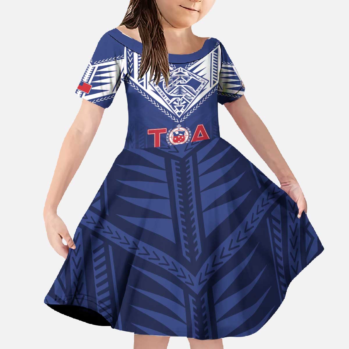 Super Toa Samoa Rugby Custom Family Matching Off The Shoulder Long Sleeve Dress and Hawaiian Shirt Warrior Spirit LT05