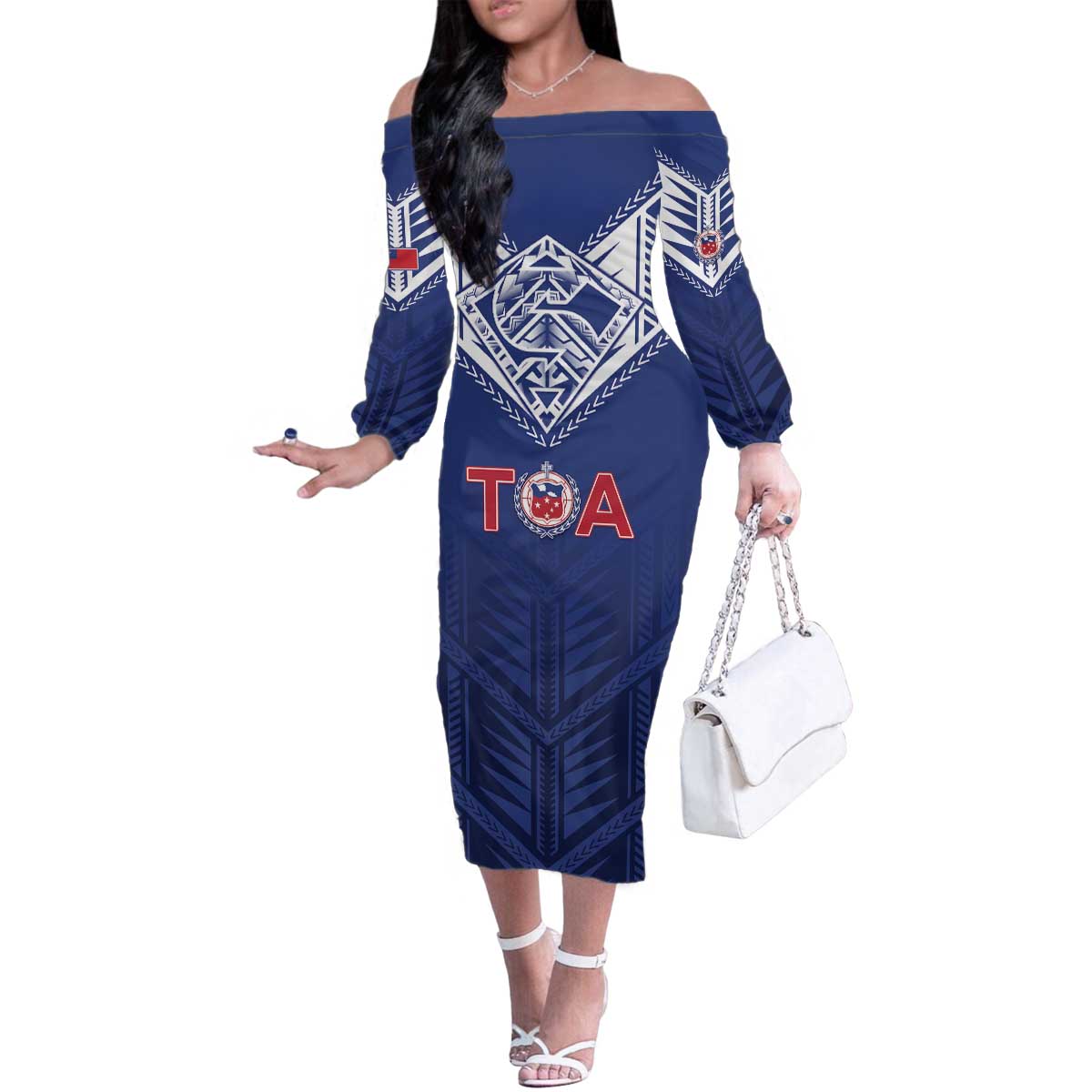 Super Toa Samoa Rugby Custom Family Matching Off The Shoulder Long Sleeve Dress and Hawaiian Shirt Warrior Spirit LT05