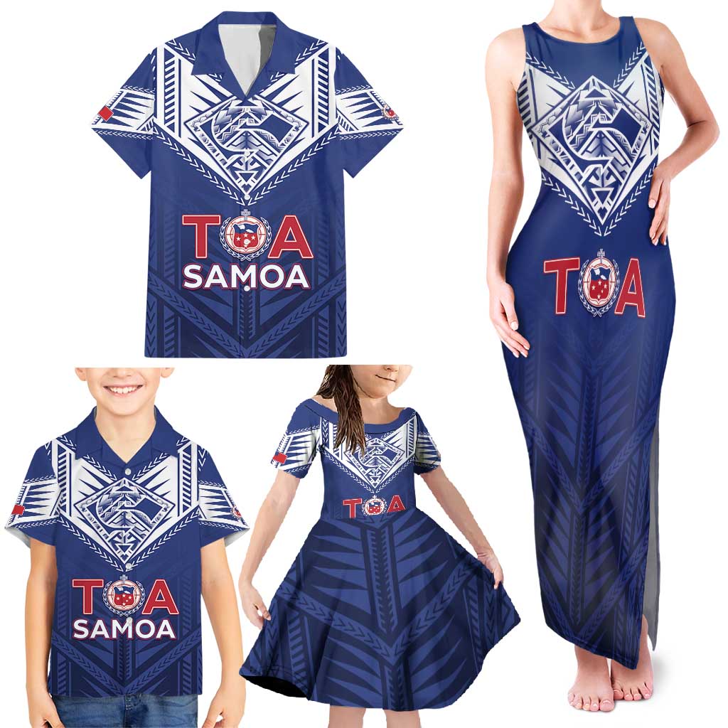Super Toa Samoa Rugby Custom Family Matching Tank Maxi Dress and Hawaiian Shirt Warrior Spirit LT05