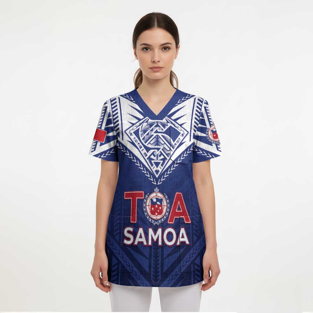 Super Toa Samoa Rugby Custom Scrub Top Warrior Spirit - Polynesian Pride