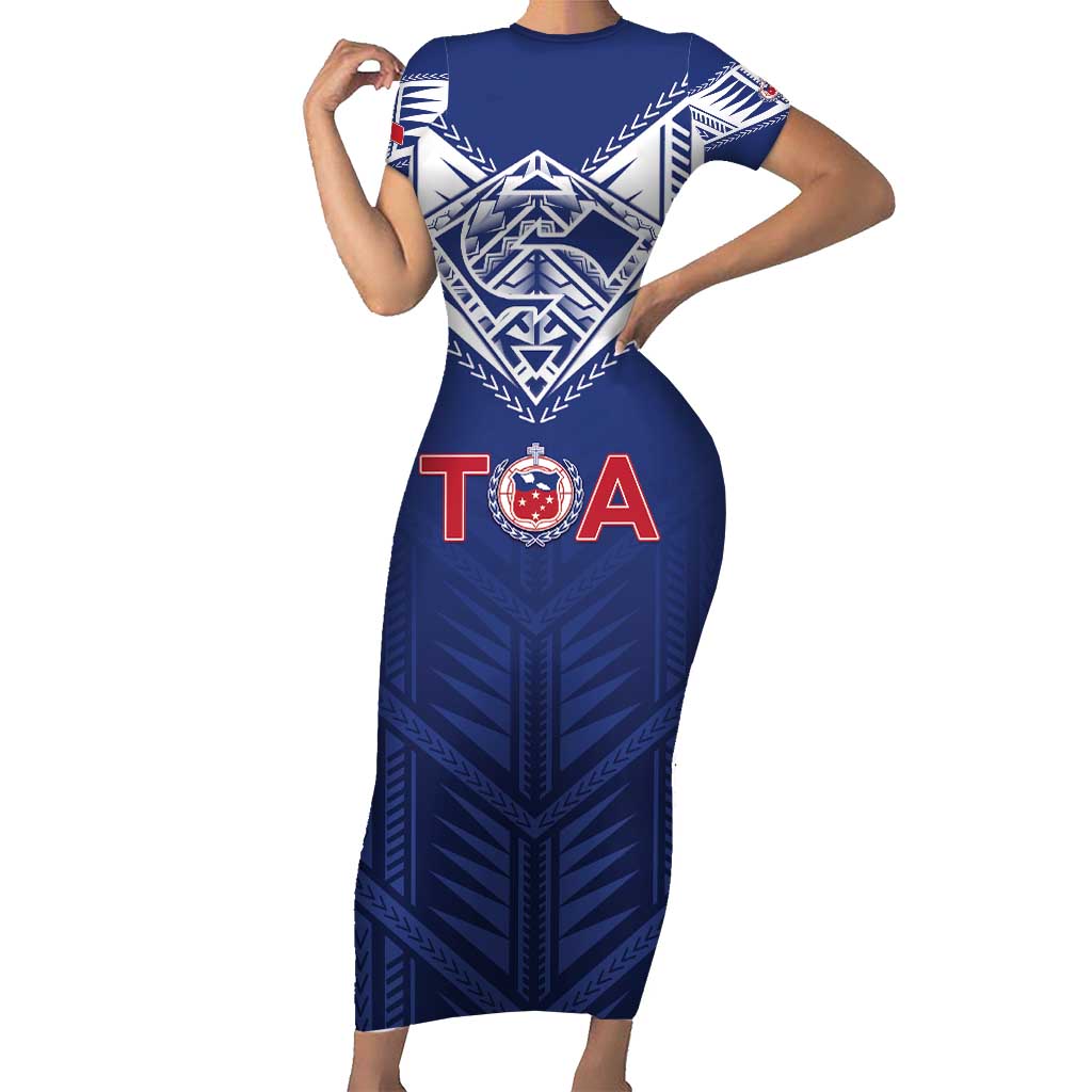 Super Toa Samoa Rugby Custom Short Sleeve Bodycon Dress Warrior Spirit LT05