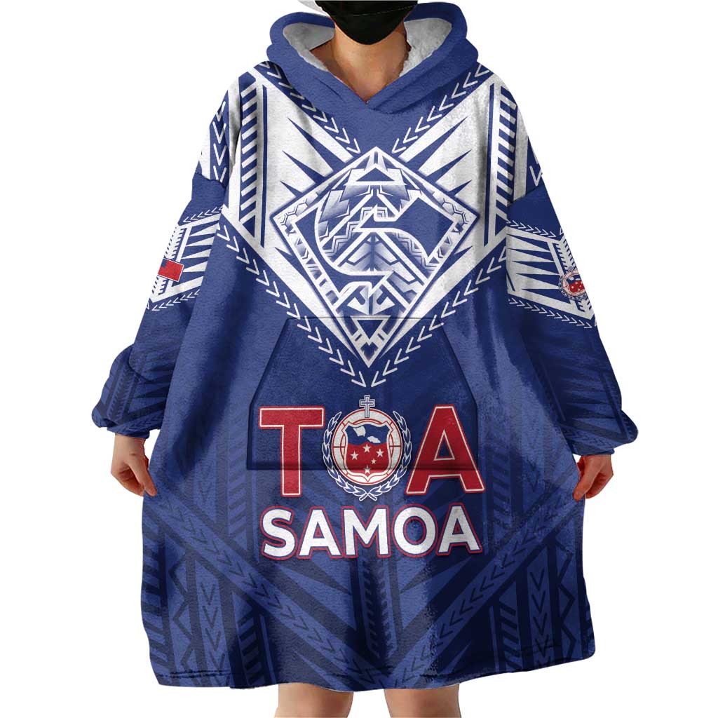 Super Toa Samoa Rugby Custom Wearable Blanket Hoodie Warrior Spirit LT05
