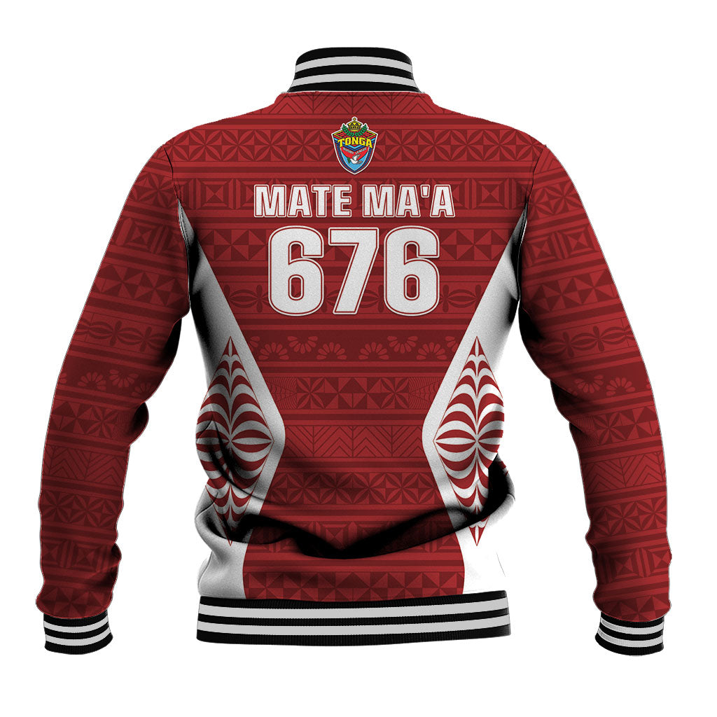 Mate Maa Tonga Rugby Baseball Jacket Kupesi Tokelau Feletoa Pattern LT05 - Polynesian Pride