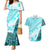 Hawaiian Tapa Couples Matching Mermaid Dress and Hawaiian Shirt Traditional Vintage Pattern Aqua LT05 Aqua - Polynesian Pride