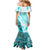 Hawaiian Tapa Family Matching Mermaid Dress and Hawaiian Shirt Traditional Vintage Pattern Aqua LT05 - Polynesian Pride