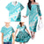 Hawaiian Tapa Family Matching Off Shoulder Long Sleeve Dress and Hawaiian Shirt Traditional Vintage Pattern Aqua LT05 - Polynesian Pride