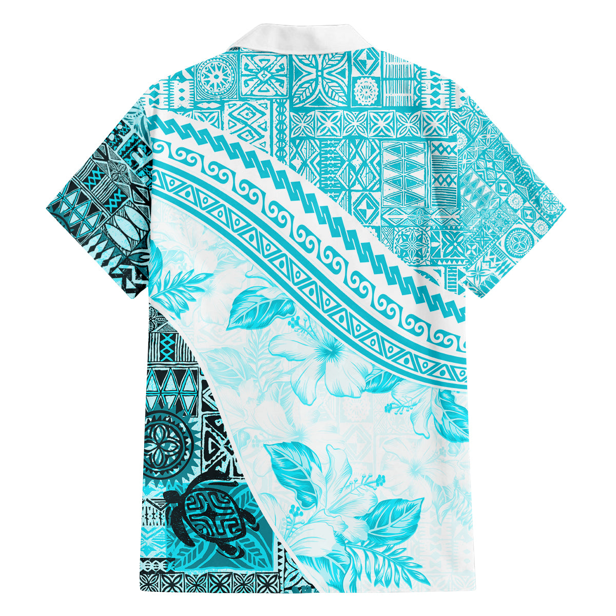 Hawaiian Tapa Family Matching Tank Maxi Dress and Hawaiian Shirt Traditional Vintage Pattern Aqua LT05 - Polynesian Pride