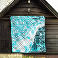 Hawaiian Tapa Quilt Traditional Vintage Pattern Aqua LT05 - Polynesian Pride