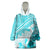 Hawaiian Tapa Wearable Blanket Hoodie Traditional Vintage Pattern Aqua LT05 One Size Aqua - Polynesian Pride