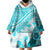 Hawaiian Tapa Wearable Blanket Hoodie Traditional Vintage Pattern Aqua LT05 - Polynesian Pride