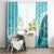 Hawaiian Tapa Window Curtain Traditional Vintage Pattern Aqua LT05 - Polynesian Pride