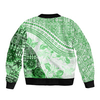 Hawaiian Tapa Bomber Jacket Traditional Vintage Pattern Green LT05 - Polynesian Pride
