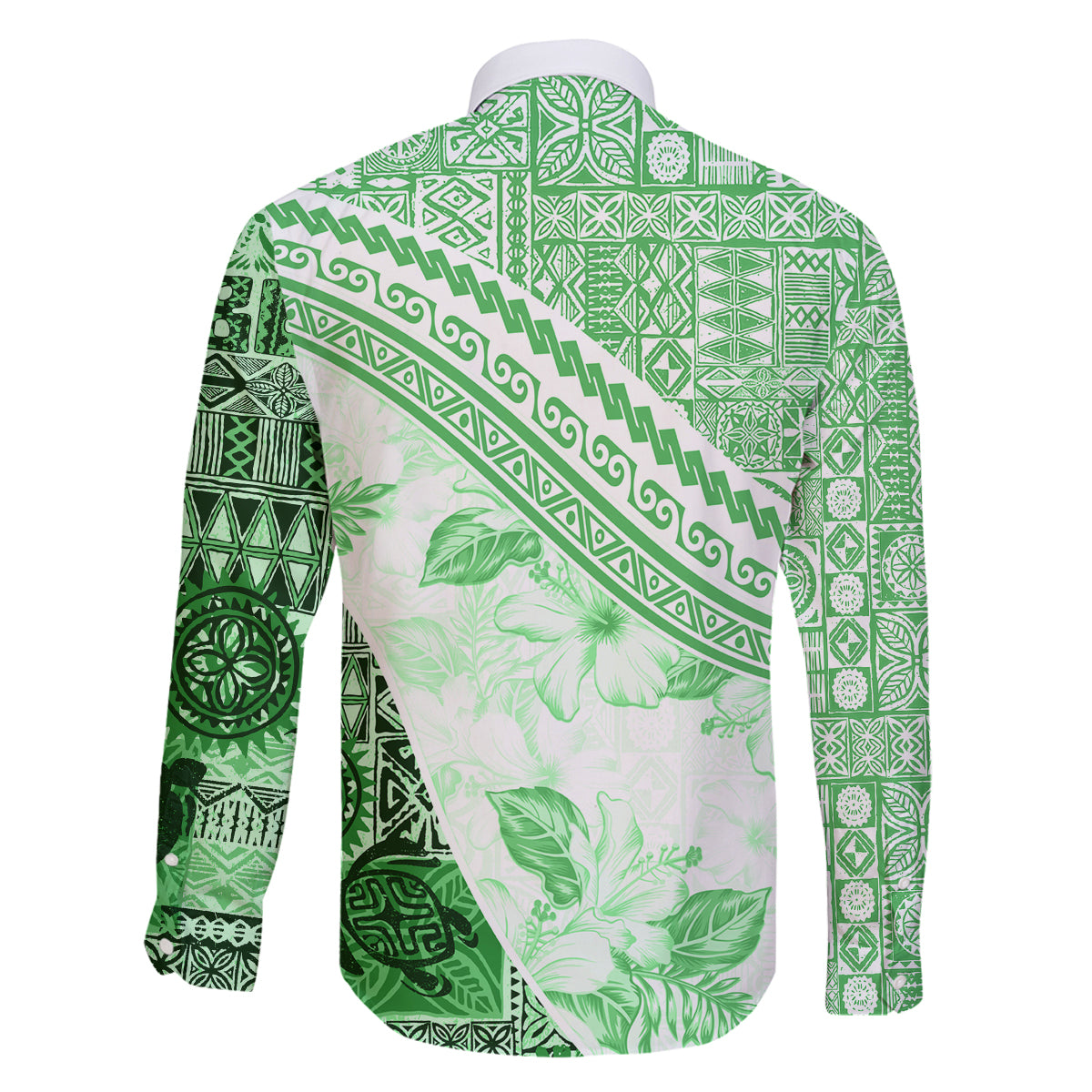 Hawaiian Tapa Family Matching Off Shoulder Short Dress and Hawaiian Shirt Traditional Vintage Pattern Green LT05 - Polynesian Pride