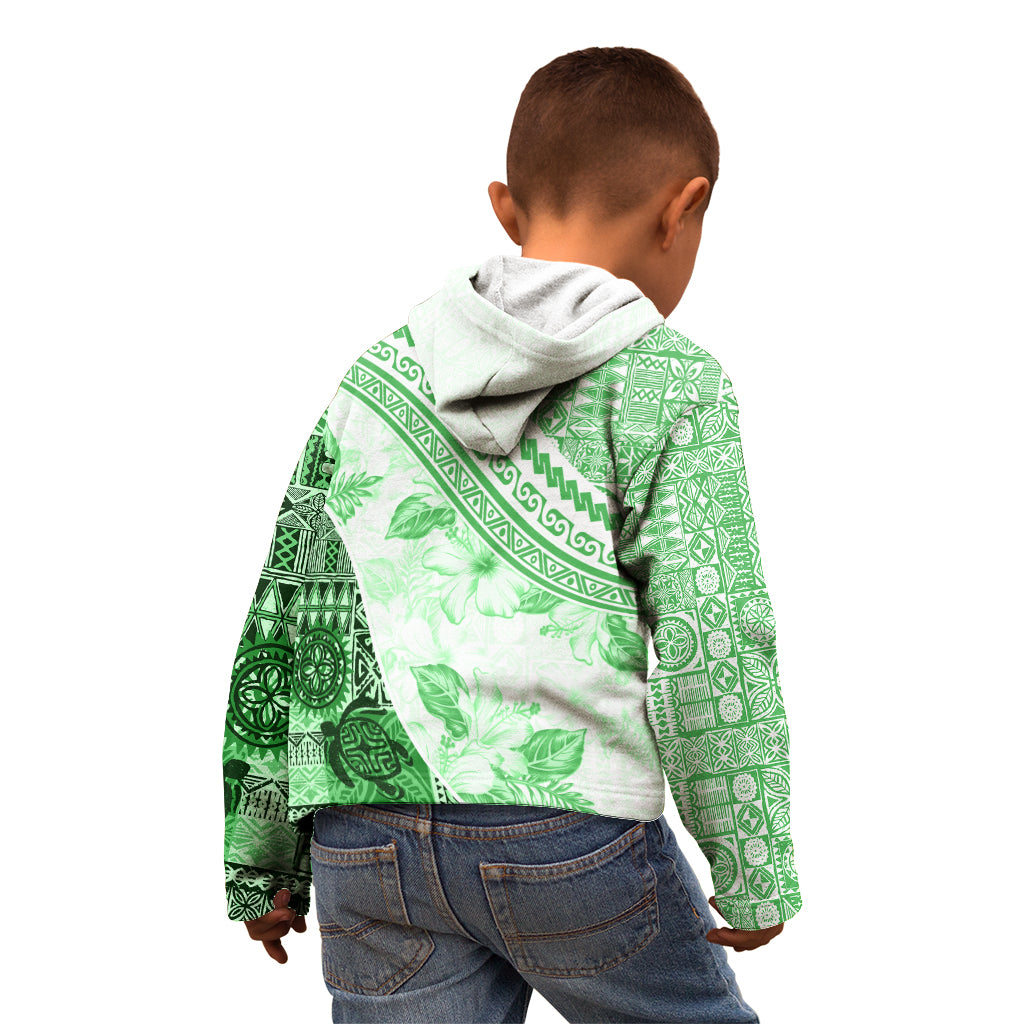 Hawaiian Tapa Kid Hoodie Traditional Vintage Pattern Green LT05 - Polynesian Pride