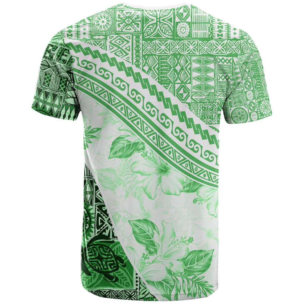 Hawaiian Tapa T Shirt Traditional Vintage Pattern Green LT05 - Polynesian Pride