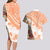 Hawaiian Tapa Couples Matching Long Sleeve Bodycon Dress and Hawaiian Shirt Traditional Vintage Pattern Orange LT05 - Polynesian Pride