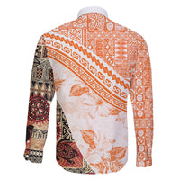 Hawaiian Tapa Family Matching Puletasi Dress and Hawaiian Shirt Traditional Vintage Pattern Orange LT05 - Polynesian Pride