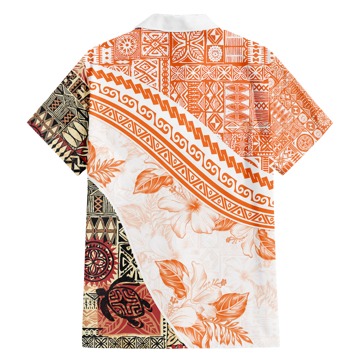 Hawaiian Tapa Family Matching Tank Maxi Dress and Hawaiian Shirt Traditional Vintage Pattern Orange LT05 - Polynesian Pride