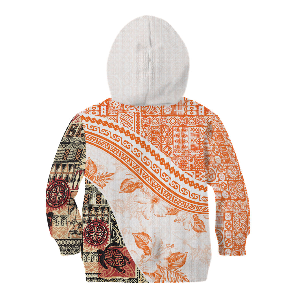 Hawaiian Tapa Kid Hoodie Traditional Vintage Pattern Orange LT05 - Polynesian Pride