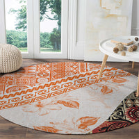 Hawaiian Tapa Round Carpet Traditional Vintage Pattern Orange LT05 - Polynesian Pride