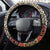 Hawaiian Tapa Steering Wheel Cover Traditional Vintage Pattern Orange