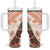 Hawaiian Tapa Tumbler With Handle Traditional Vintage Pattern Orange