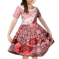 Hawaiian Tapa Family Matching Long Sleeve Bodycon Dress and Hawaiian Shirt Traditional Vintage Pattern Red LT05 Daughter's Dress Red - Polynesian Pride