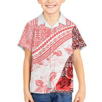 Hawaiian Tapa Family Matching Tank Maxi Dress and Hawaiian Shirt Traditional Vintage Pattern Red LT05 Son's Shirt Red - Polynesian Pride