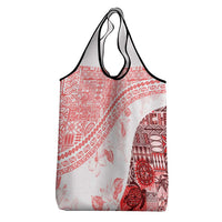 Hawaiian Tapa Grocery Bag Traditional Vintage Pattern Red