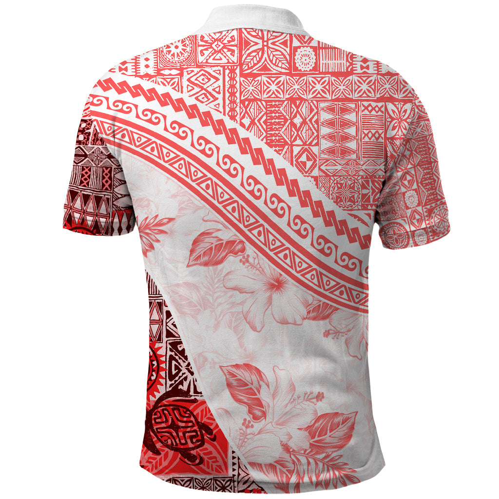 Hawaiian Tapa Polo Shirt Traditional Vintage Pattern Red LT05 - Polynesian Pride
