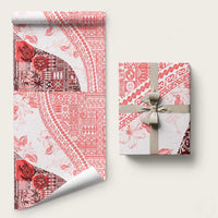 Hawaiian Tapa Wrapping Paper Traditional Vintage Pattern Red LT05 58" × 23" Red - Polynesian Pride