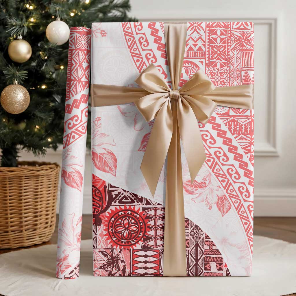 Hawaiian Tapa Wrapping Paper Traditional Vintage Pattern Red LT05 - Polynesian Pride