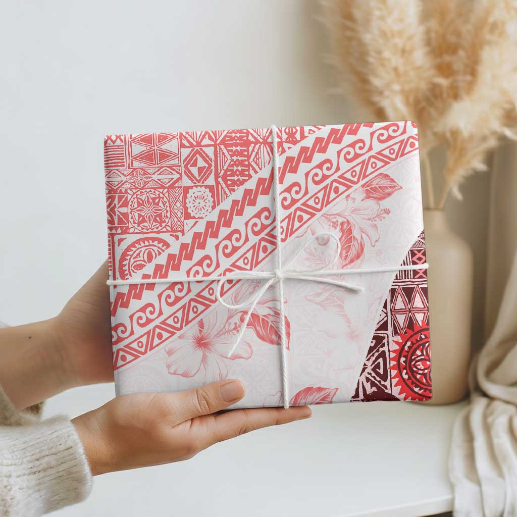 Hawaiian Tapa Wrapping Paper Traditional Vintage Pattern Red LT05 - Polynesian Pride