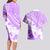 Hawaiian Tapa Couples Matching Long Sleeve Bodycon Dress and Hawaiian Shirt Traditional Vintage Pattern Violet LT05 - Polynesian Pride