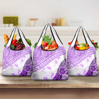 Hawaiian Tapa Grocery Bag Traditional Vintage Pattern Violet