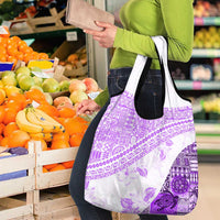 Hawaiian Tapa Grocery Bag Traditional Vintage Pattern Violet
