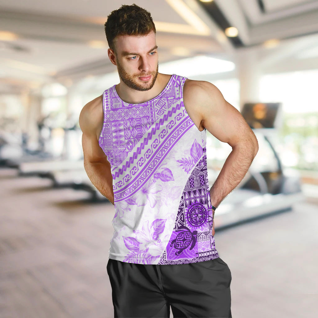 Hawaiian Tapa Men Tank Top Traditional Vintage Pattern Violet LT05 Violet - Polynesian Pride