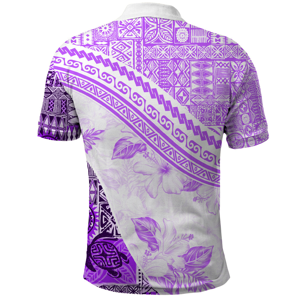 Hawaiian Tapa Polo Shirt Traditional Vintage Pattern Violet LT05 - Polynesian Pride