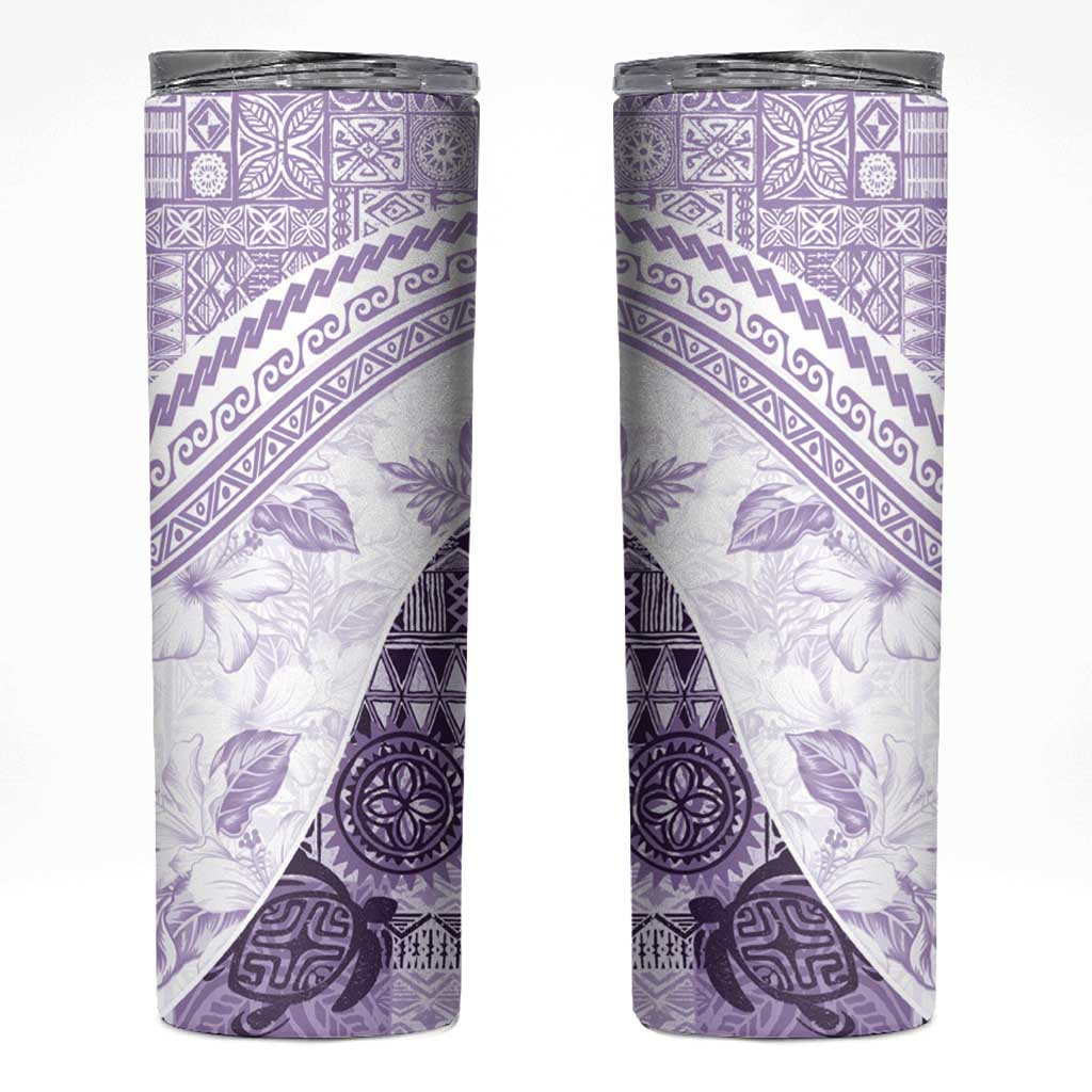 Hawaiian Tapa Skinny Tumbler Traditional Vintage Pattern Violet