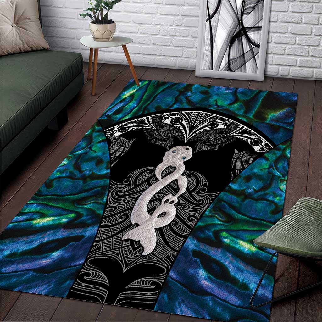 New Zealand Aotearoa Area Rug Maori Taniwha Paua Shell