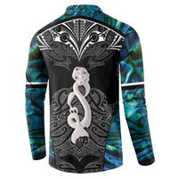 New Zealand Aotearoa Button Sweatshirt Maori Taniwha Paua Shell