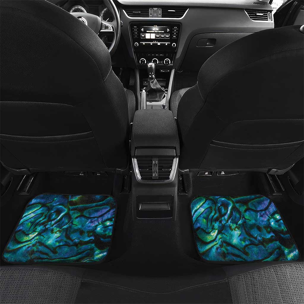 New Zealand Aotearoa Car Mats Maori Taniwha Paua Shell LT05 Set 2pcs - Back Black - Polynesian Pride