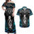 New Zealand Aotearoa Couples Matching Off Shoulder Maxi Dress and Hawaiian Shirt Maori Taniwha Paua Shell