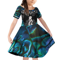 New Zealand Aotearoa Family Matching Off Shoulder Short Dress and Hawaiian Shirt Maori Taniwha Paua Shell