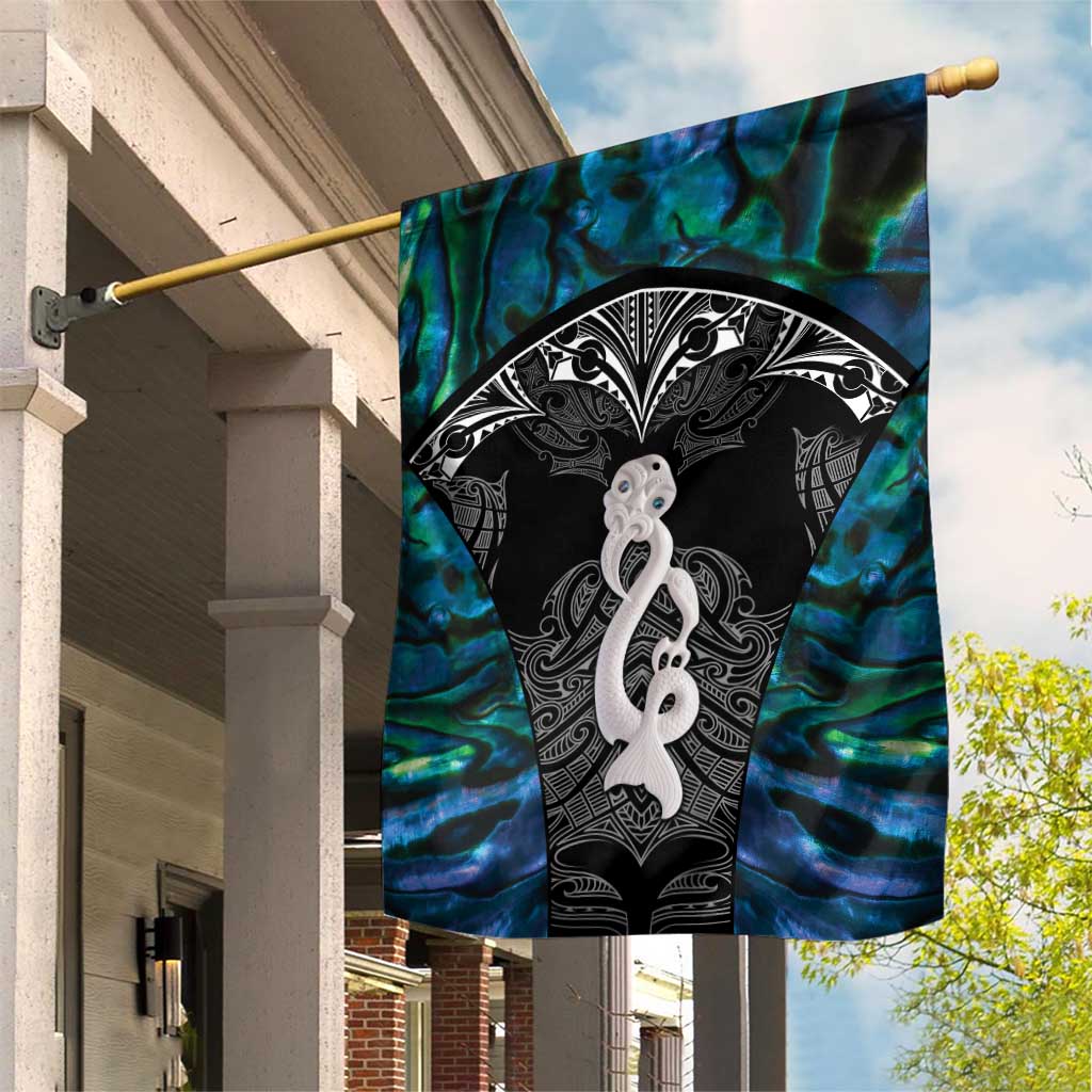 New Zealand Aotearoa Garden Flag Maori Taniwha Paua Shell