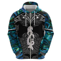 New Zealand Aotearoa Hoodie Maori Taniwha Paua Shell