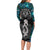 New Zealand Aotearoa Long Sleeve Bodycon Dress Maori Taniwha Paua Shell