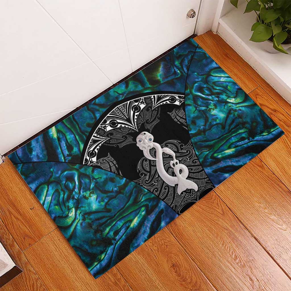 New Zealand Aotearoa Rubber Doormat Maori Taniwha Paua Shell LT05 - Polynesian Pride
